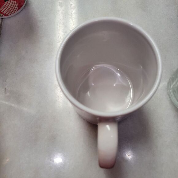 Love & Happiness Pink White Striped Ceramic Coffee Mug - Picture 3 of 4